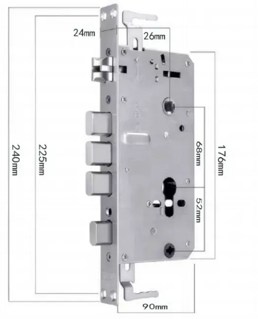 Multipoint Smart Lock with Face Recognition and 4G, Black Starry Sky: lock body drawing
