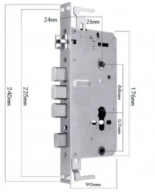 Multipoint Smart Lock with Face Recognition and 4G, Black Starry Sky: lock body drawing