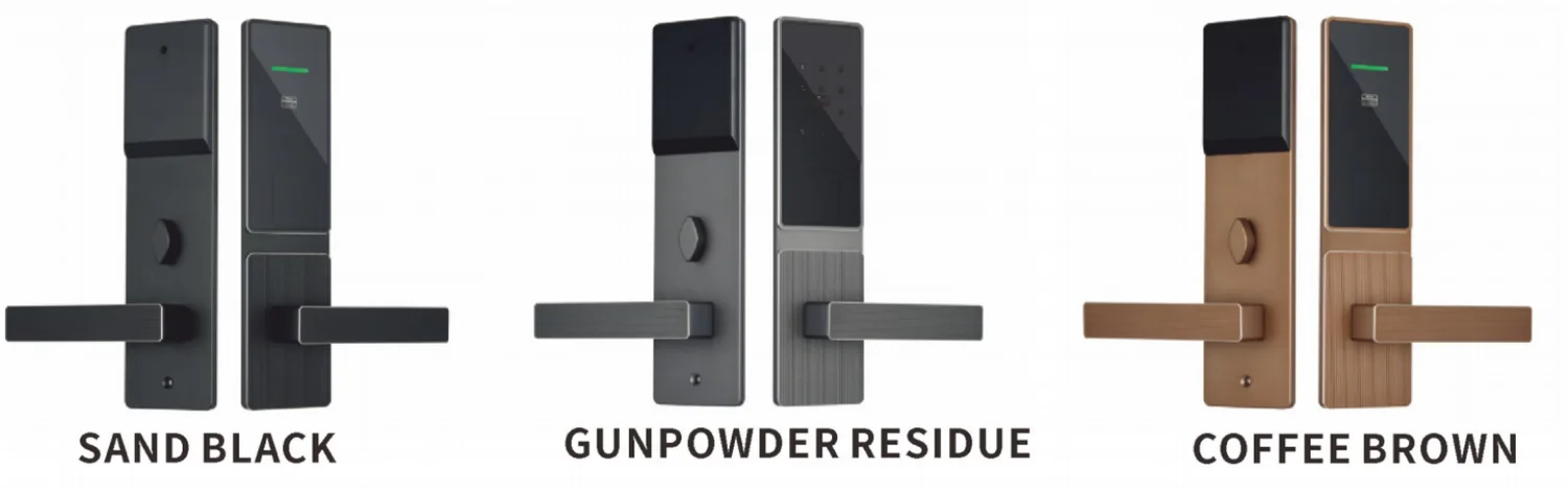 Ribbed-Handle Hotel Lock: finishes and versions